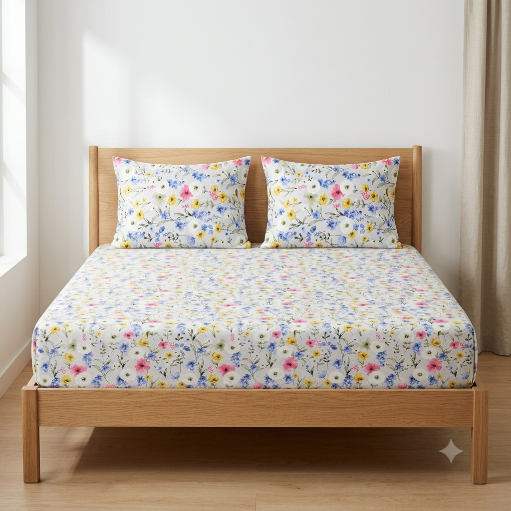 Marigold Floral Double Bedsheet