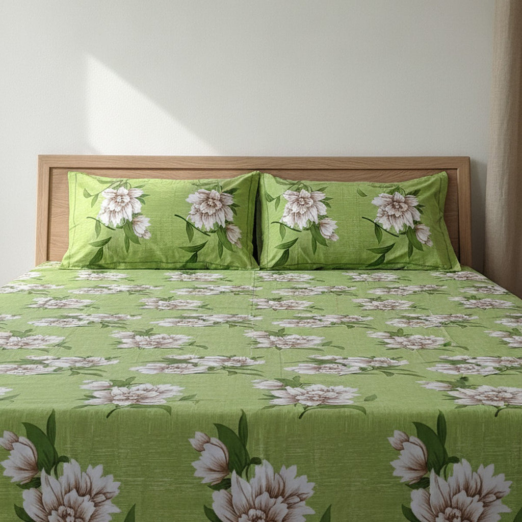 TEST — End-to-End Green Floral Double Bedsheet