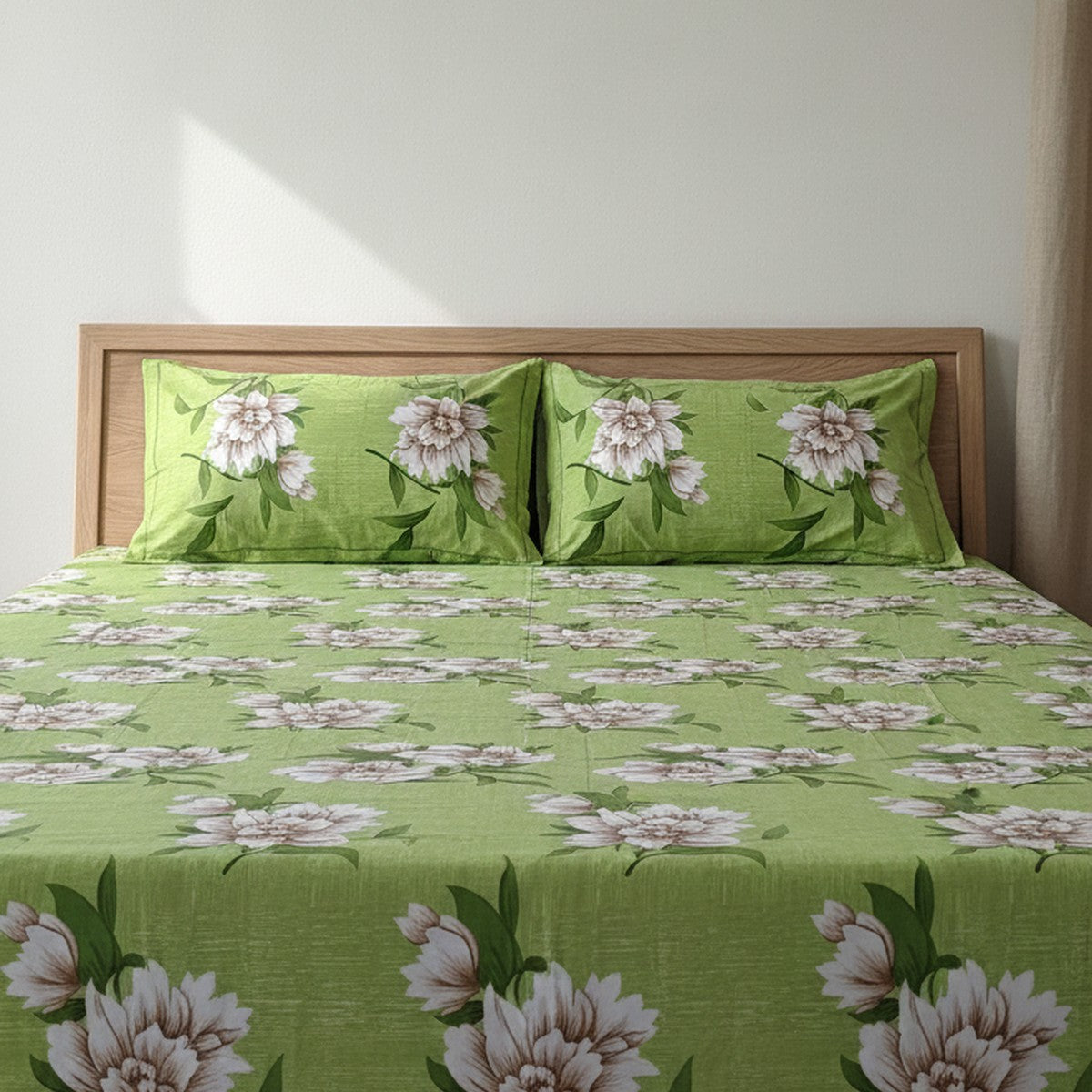 TEST — End-to-End Green Floral Double Bedsheet